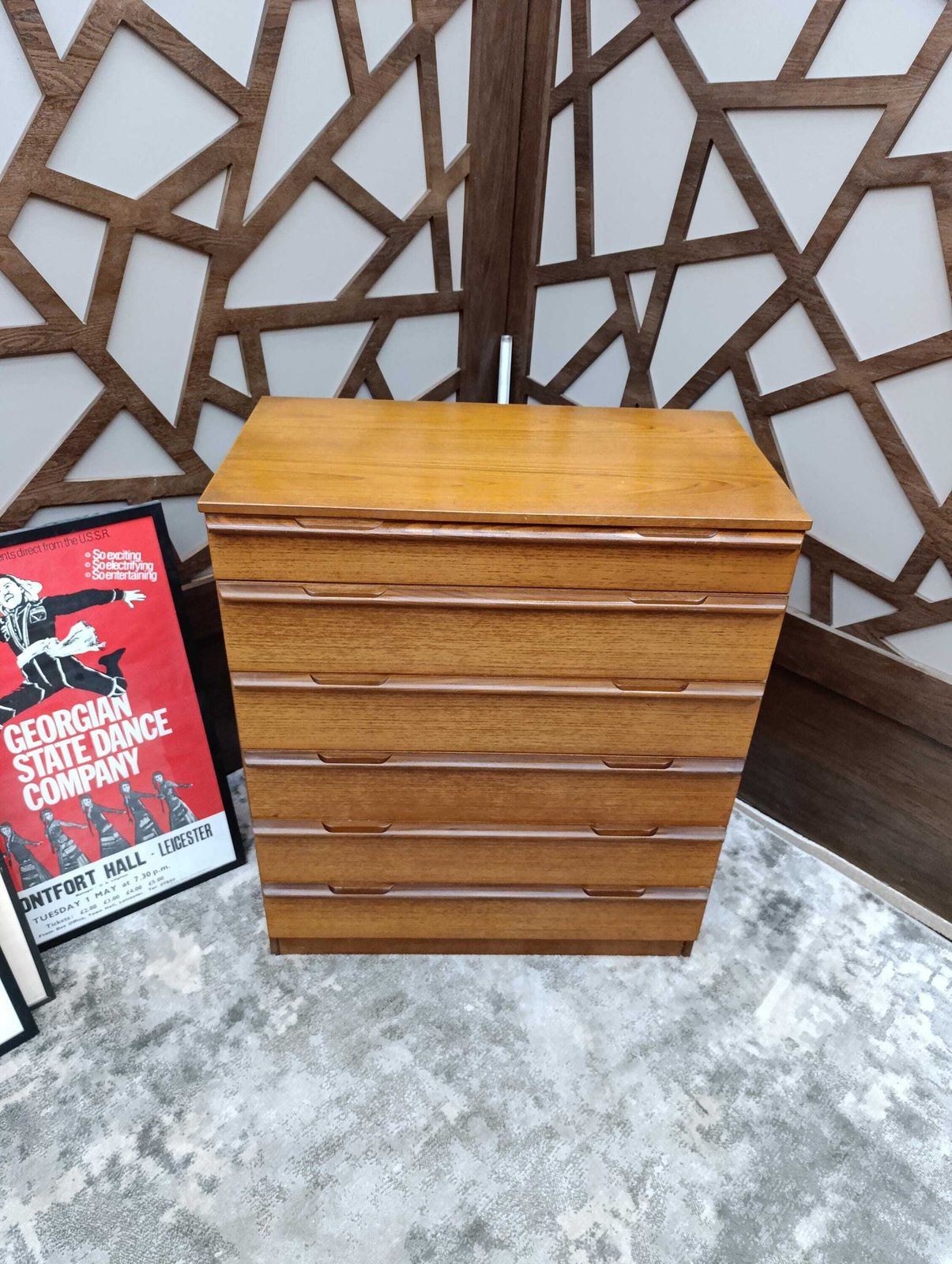 Striking Avalon Teak Tall Chest Of Drawers – Mid Century Modern photo furniture