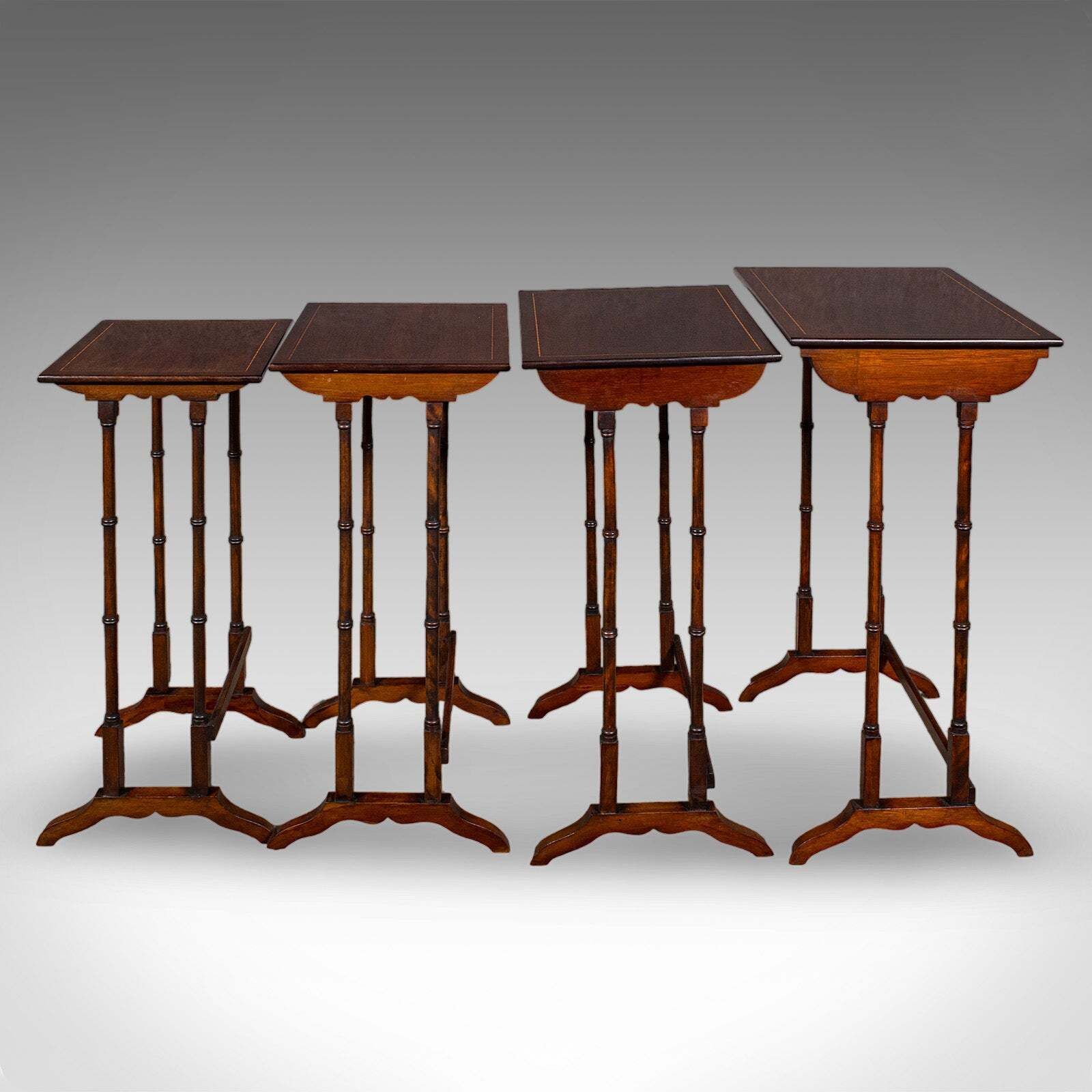 Antique Quartetto Of Nesting Tables, English, Set Of 4, Occasional, Edwardian photo vinterior