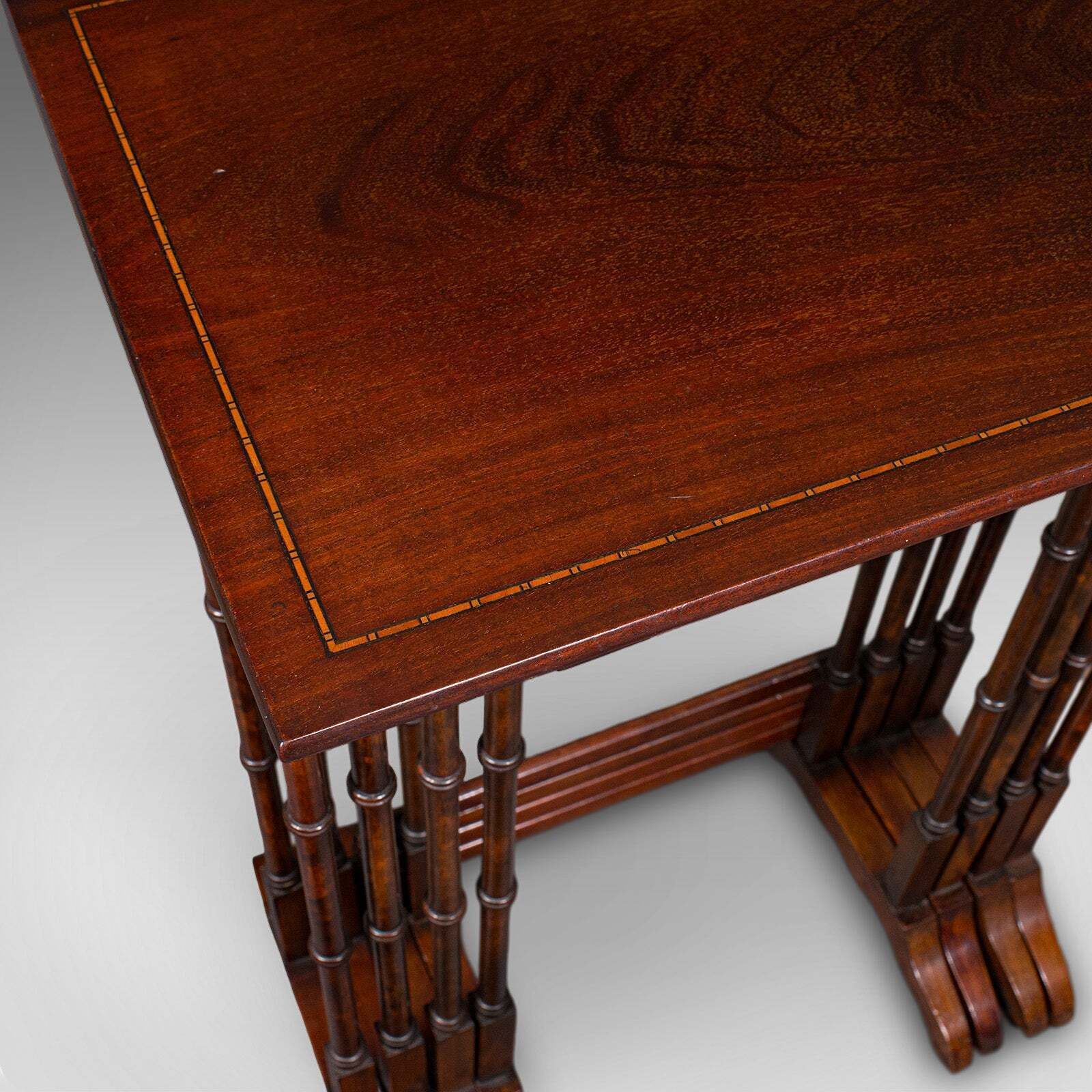 Furniture Antique Quartetto Of Nesting Tables, English, Set Of 4, Occasional, Edwardian photo