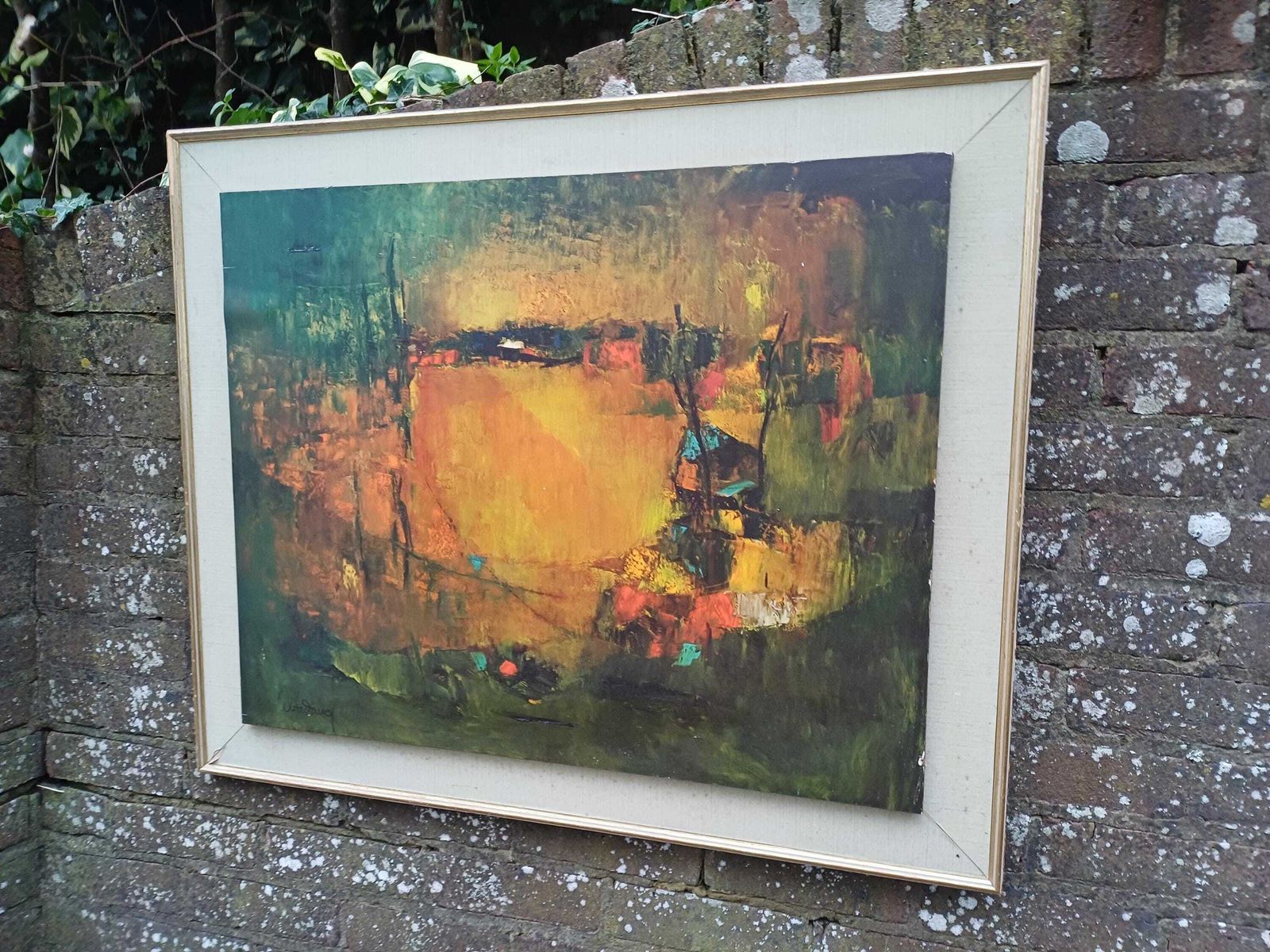 Huge Arts Guild Original Vintage 1970 “The Three Boats” Impressionist Abstract Style Print – Decorative Artists Guild