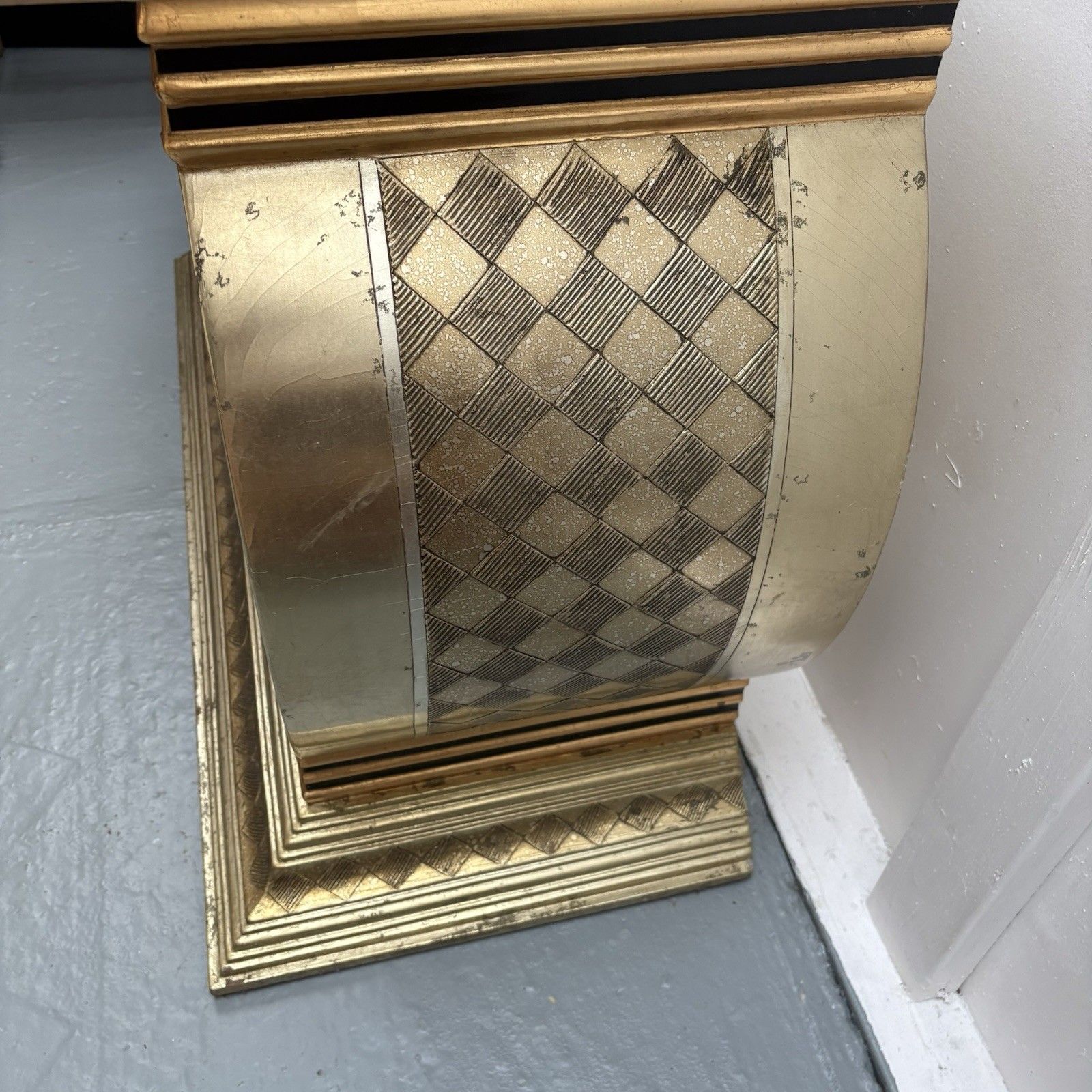 photo vinterior 1990s Silver & Gold Hollywood Regency Style  Italian Console Cabinet Sideboard