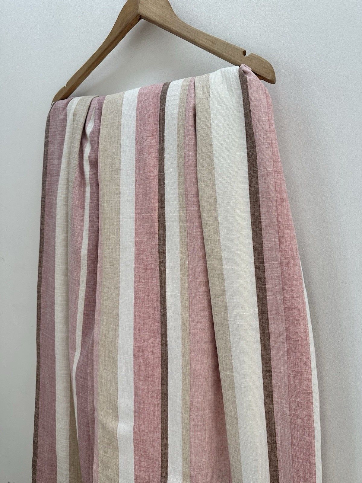 Laura Ashley Awning Stripe Curtains Raspberry 100% Cotton Pencil photo for sale