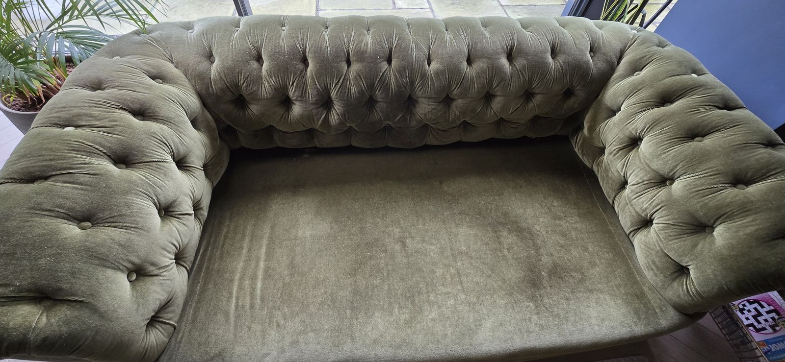 Victorian Green Velvet Horsehair 3 Seater Chesterfield Sofa photo furniture