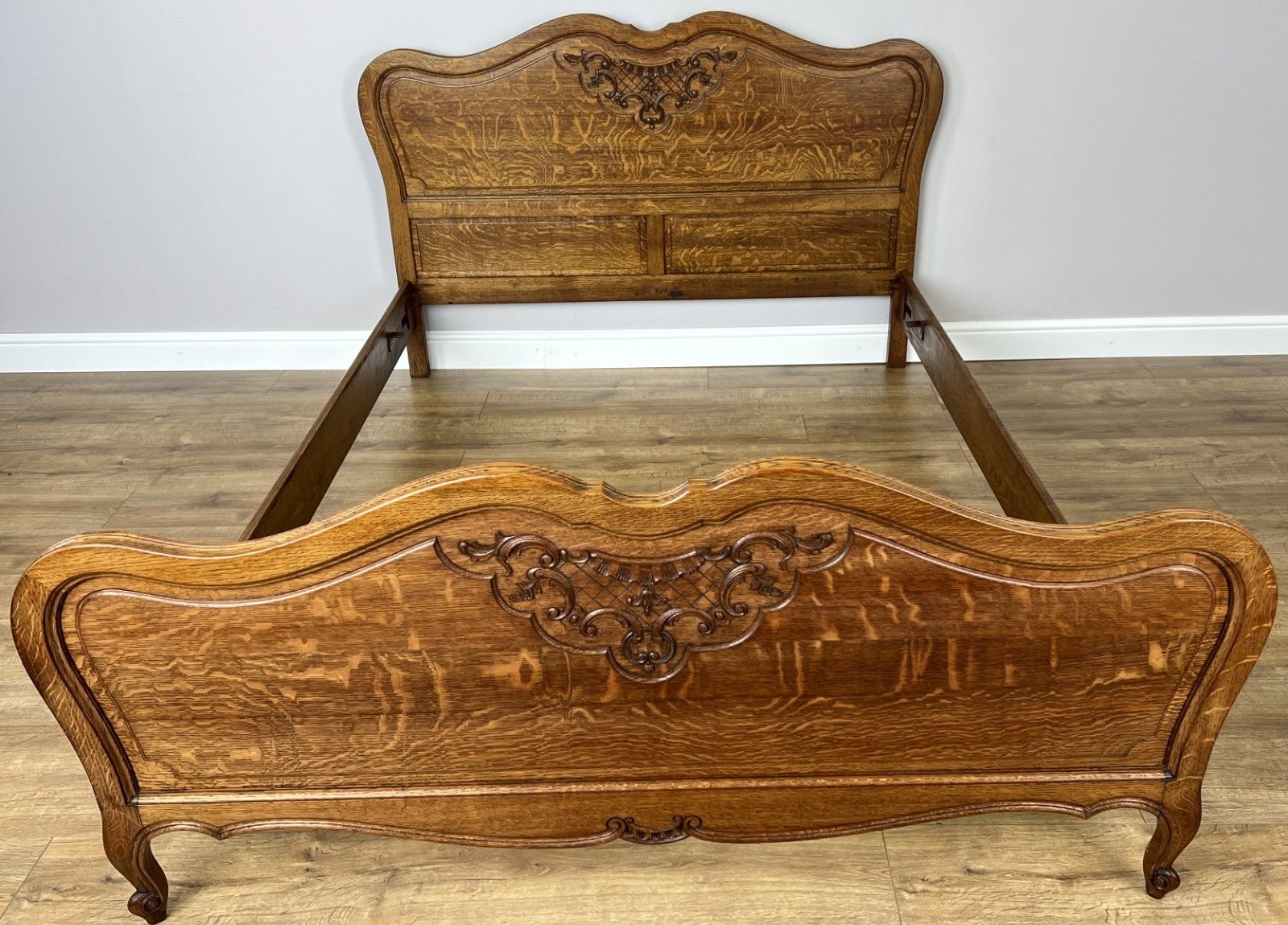 Bed Vintage French Louis XVI Double Bed Frame Oak Carved Headboard Lot 4876