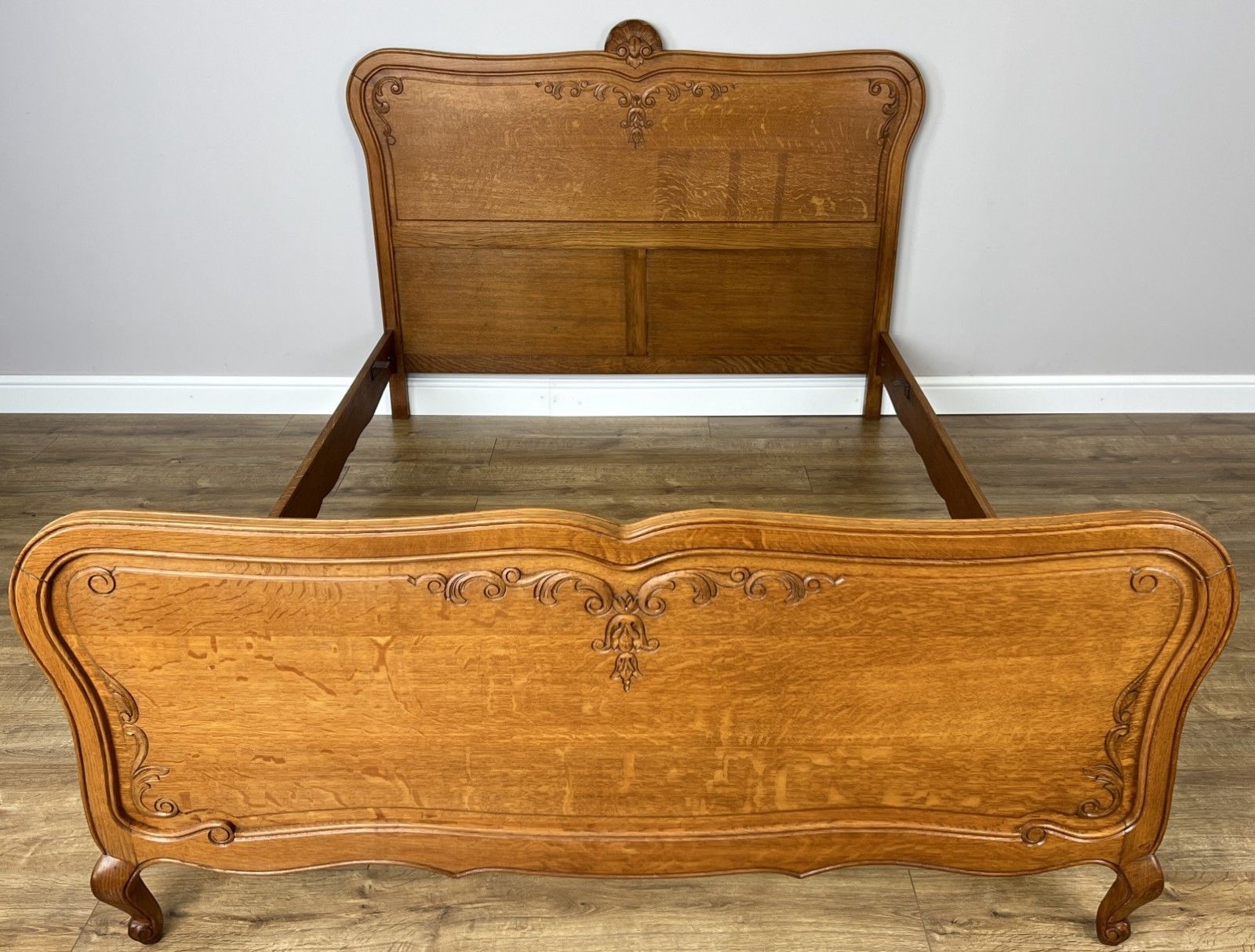 Bed Vintage French Louis XVI Double Bed Frame Oak Carved Headboard Lot 4875