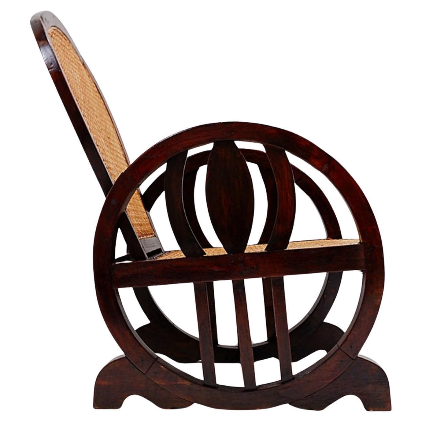 Art Deco Armchairs In Wood, Sitting And Back In Caning, Circa 1930s