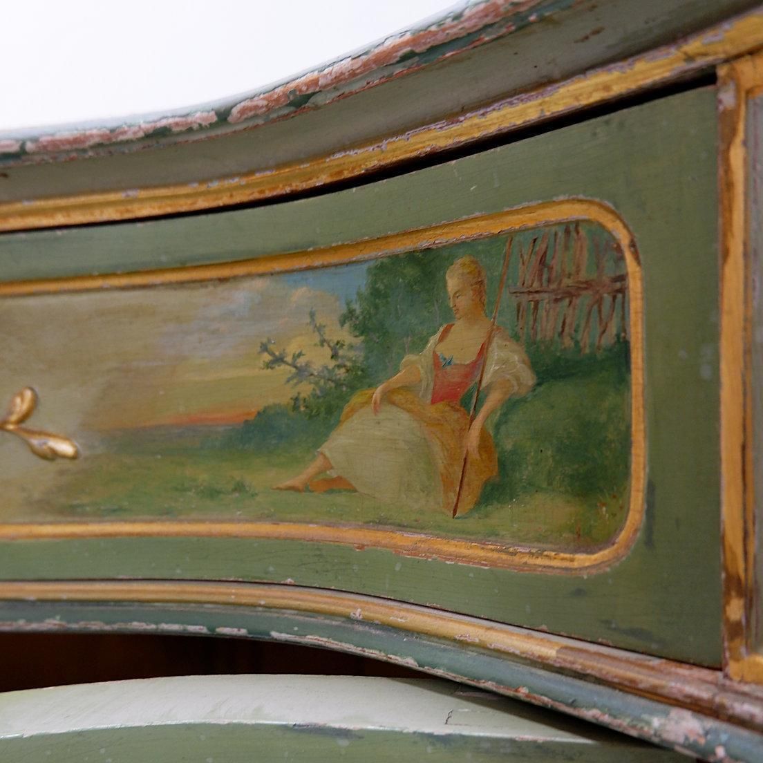 2661.0 Venetian Baroque Curved Cabinet With Pastoral Scene   Circa 1900. photo