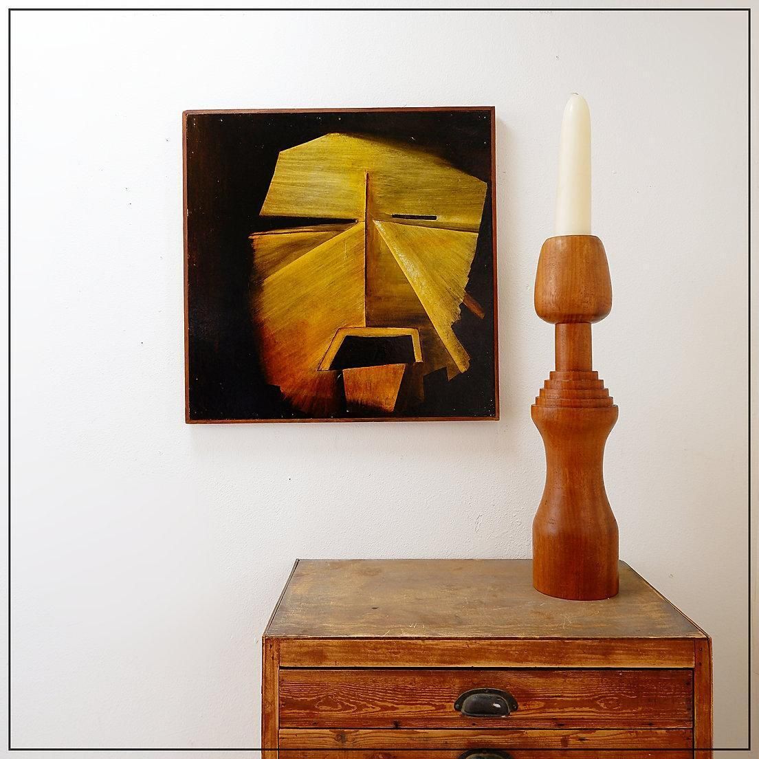 Geometric Abstract Wall Art Painting Panel In Yellow & Orange, 20th Century photo furniture