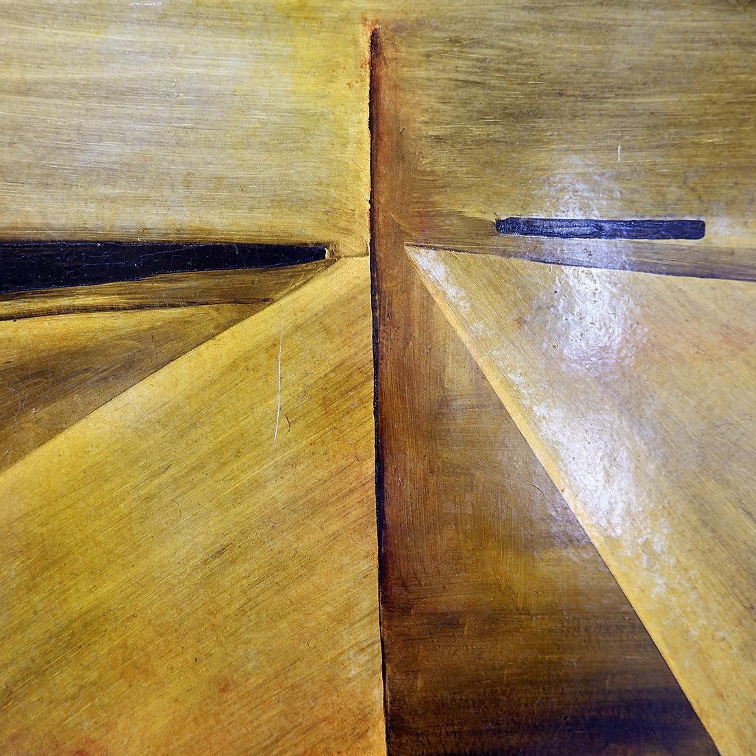 photo vinterior Geometric Abstract Wall Art Painting Panel In Yellow & Orange, 20th Century
