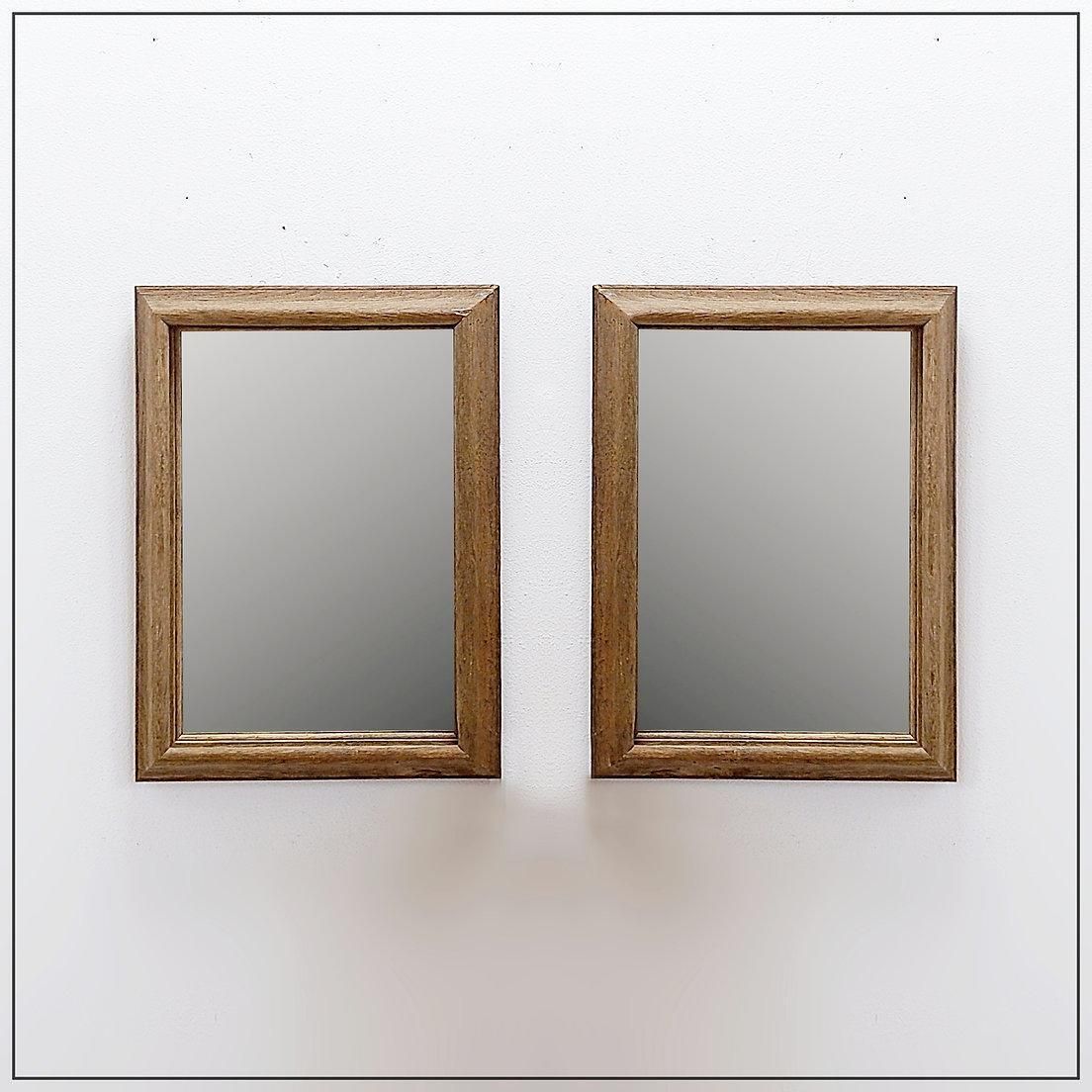 Pair Of Raw Wood Mirrors With A Beautiful Patina   Circa 1950 photo vintage