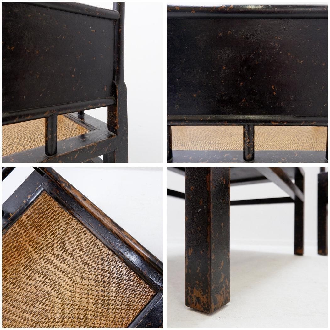 Pair Of Lacquered Wood And Rattan "Meditation" Chairs   Japan, Early 20th photo for sale