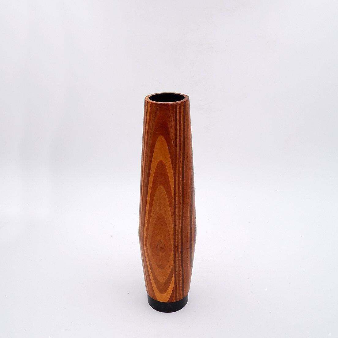 Mid Century Scandinavian Wooden Vase   1960s   H:36cm photo 417.0