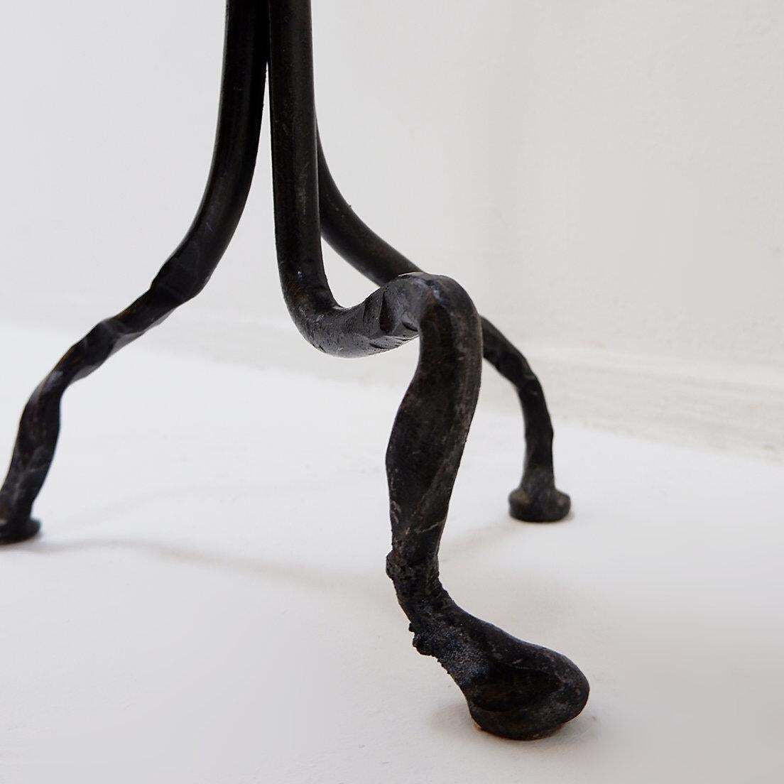 Large Wrought Iron Candelabra With An Abstract Design And Three Candle Holders photo vinterior