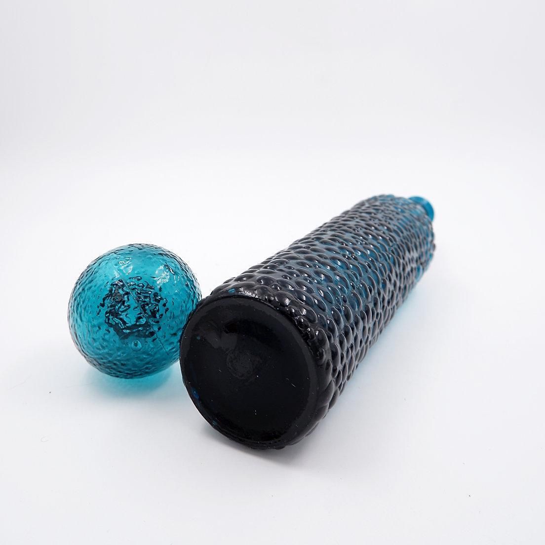 Mid Century Italian "Genie" Bottle In Blue Empoli Glass   1960s photo for sale
