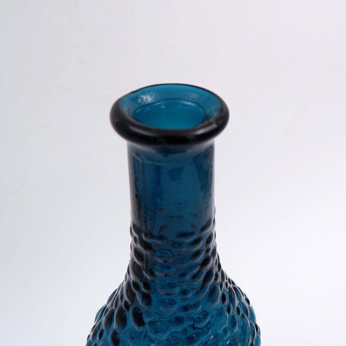 Mid Century Italian "Genie" Bottle In Blue Empoli Glass   1960s photo vinterior