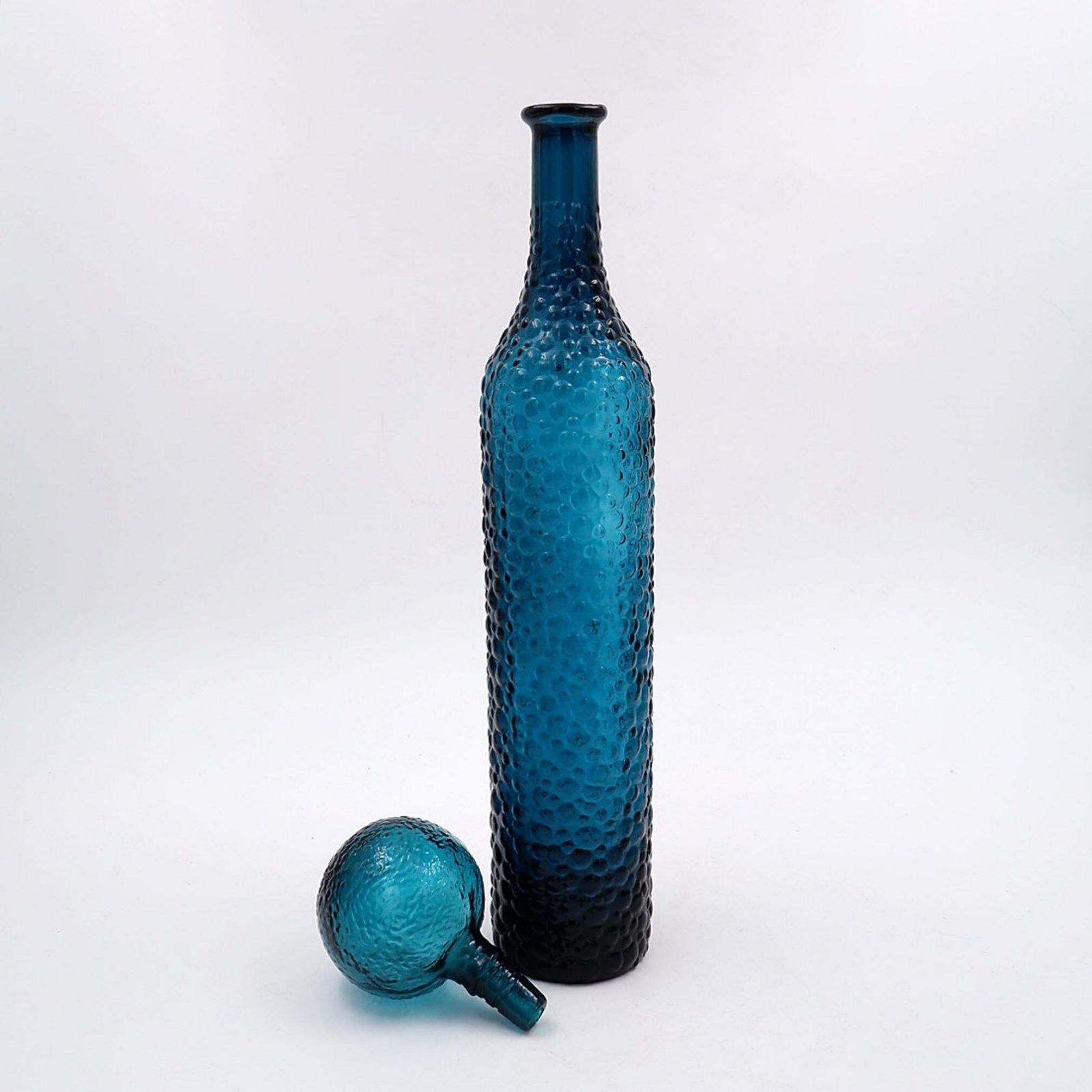 Mid Century Italian "Genie" Bottle In Blue Empoli Glass   1960s photo buy