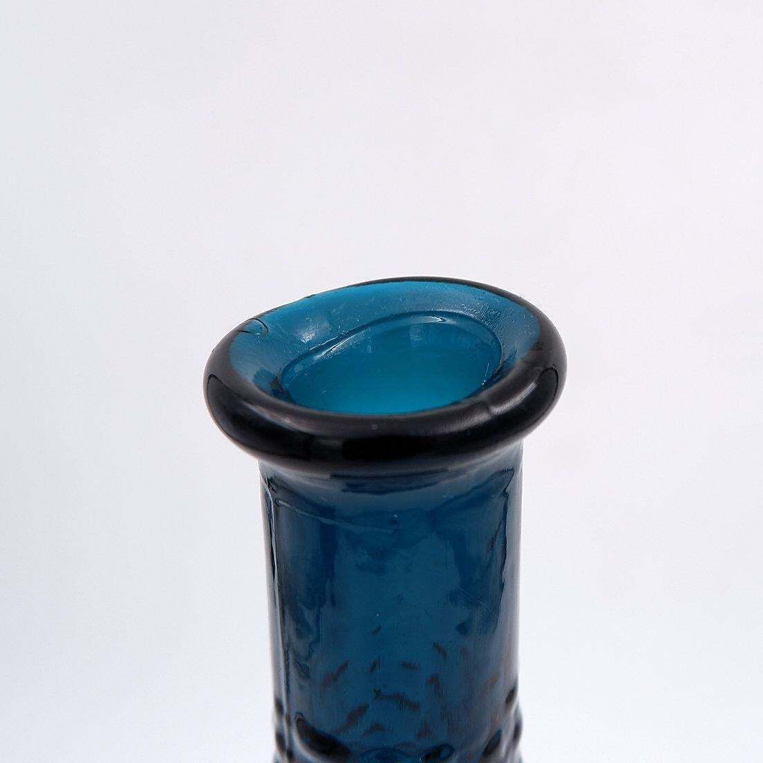 Mid Century Italian "Genie" Bottle In Blue Empoli Glass   1960s photo vintage