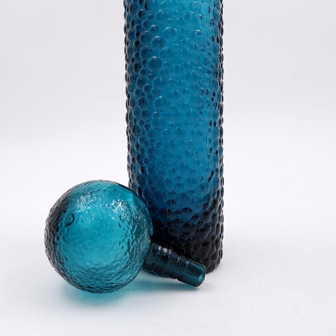 photo for sale Mid Century Italian "Genie" Bottle In Blue Empoli Glass   1960s