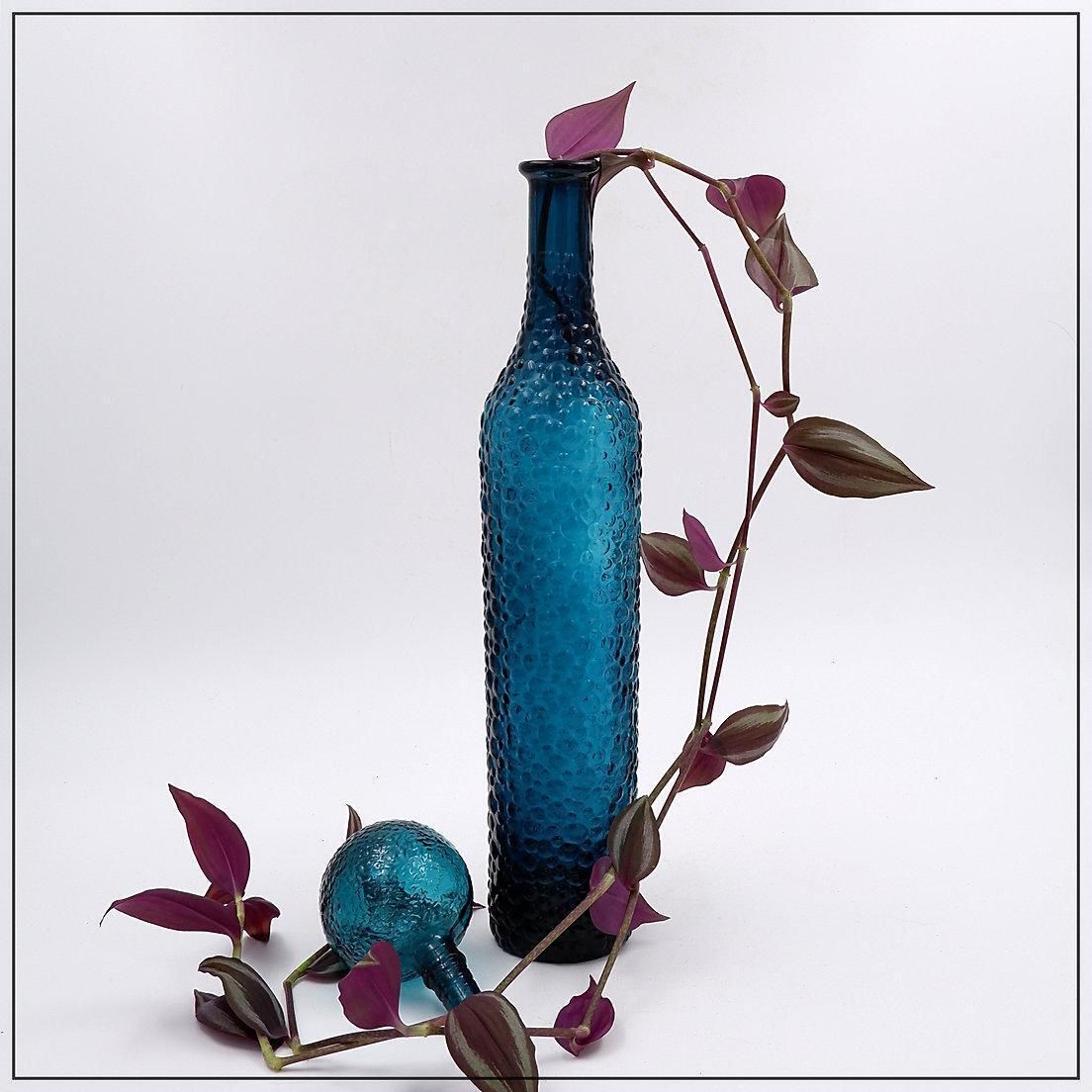 267.0 Mid Century Italian "Genie" Bottle In Blue Empoli Glass   1960s photo