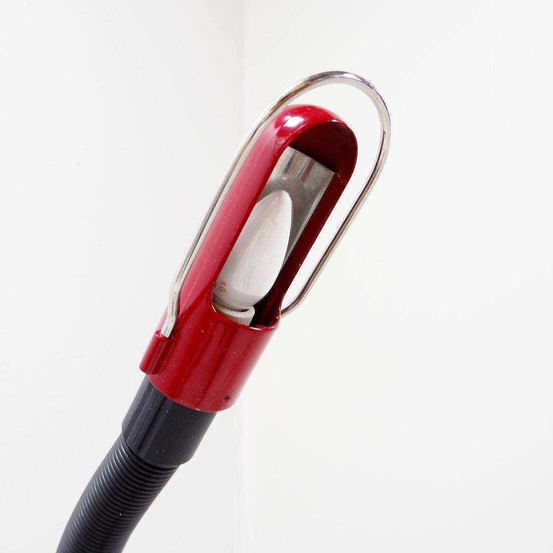 Space Age Floor Lamp With A Dark Red Shade   1970s photo Lighting