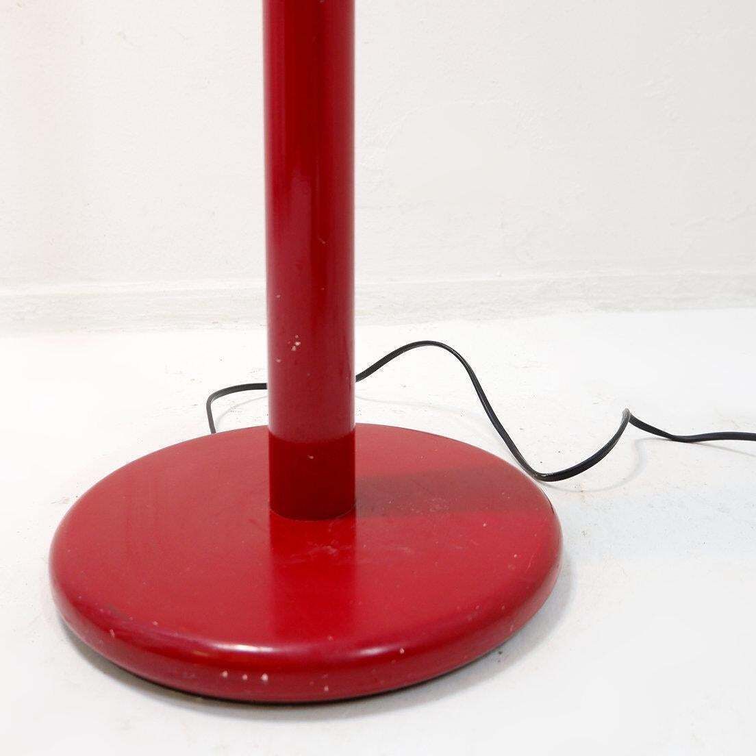 Space Age Floor Lamp With A Dark Red Shade   1970s photo vinterior