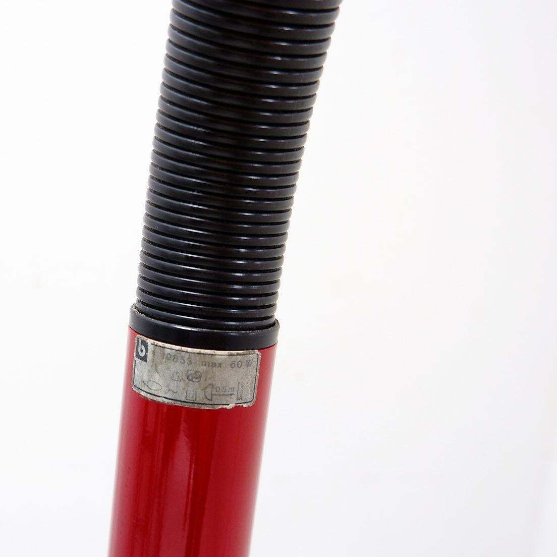 Space Age Floor Lamp With A Dark Red Shade   1970s photo vintage