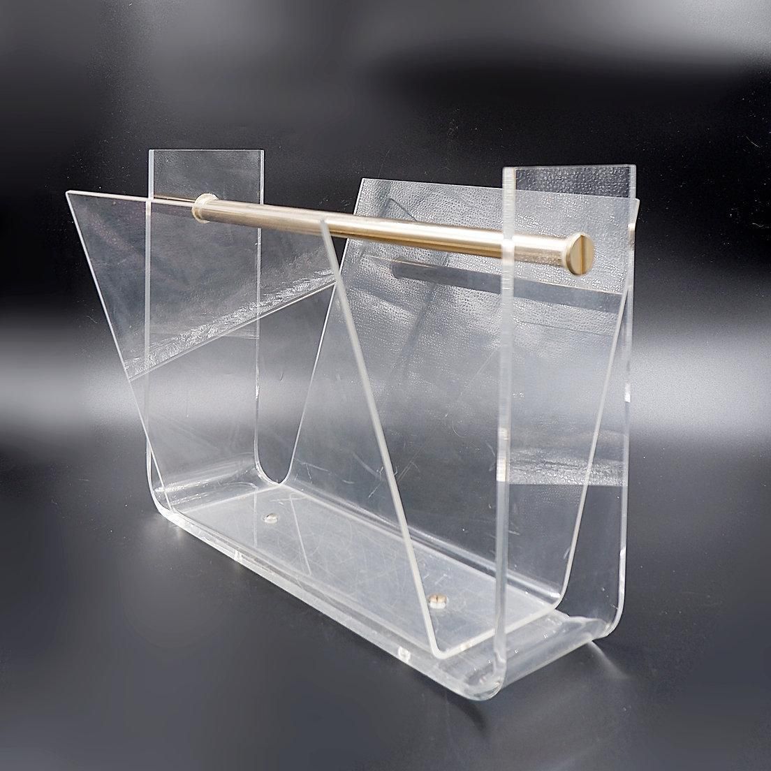"Omega" Magazine Rack By David Lange, Roche Bobois Plexiglass, 1970 photo Home Decor