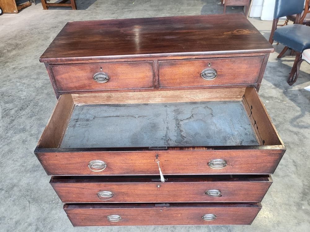 Antique Georgian 2 Over 3 Chest Of Drawers Splayed Legs photo vinterior