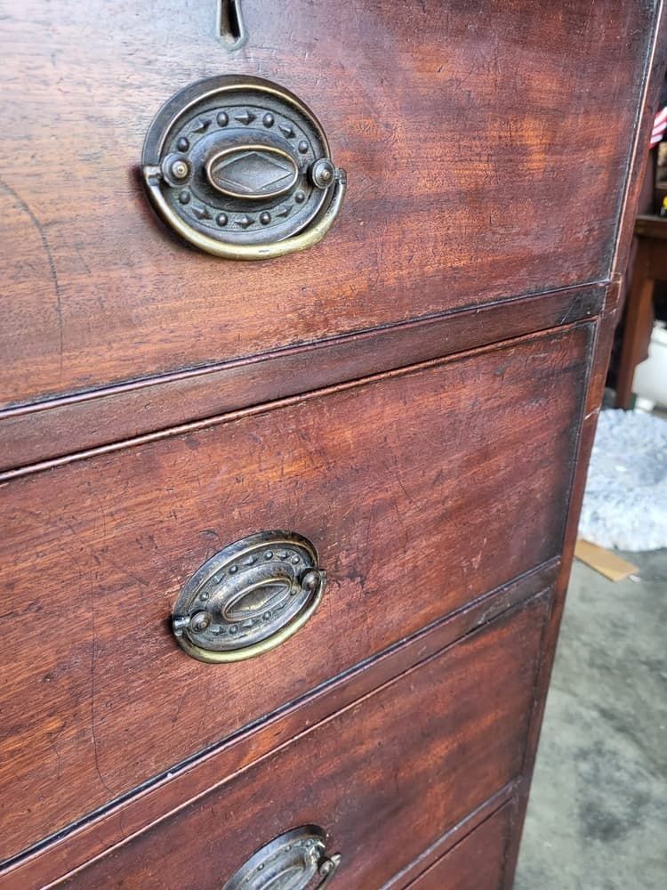 photo vinterior Antique Georgian 2 Over 3 Chest Of Drawers Splayed Legs