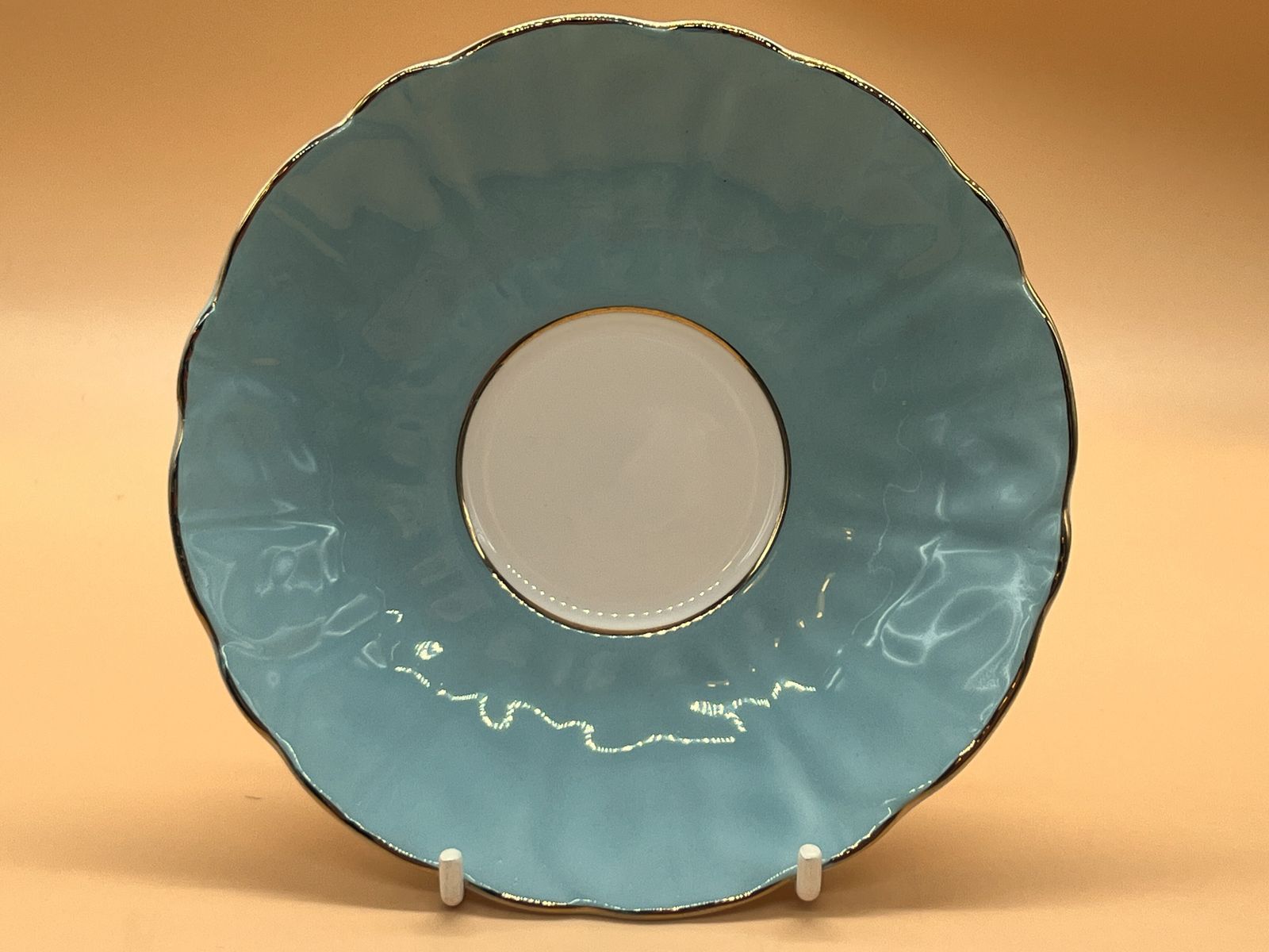 Aynsley China Crocus Shape Wild Tudor Blue Cabinet Tea Cup & Saucer Duo. photo Home Decor