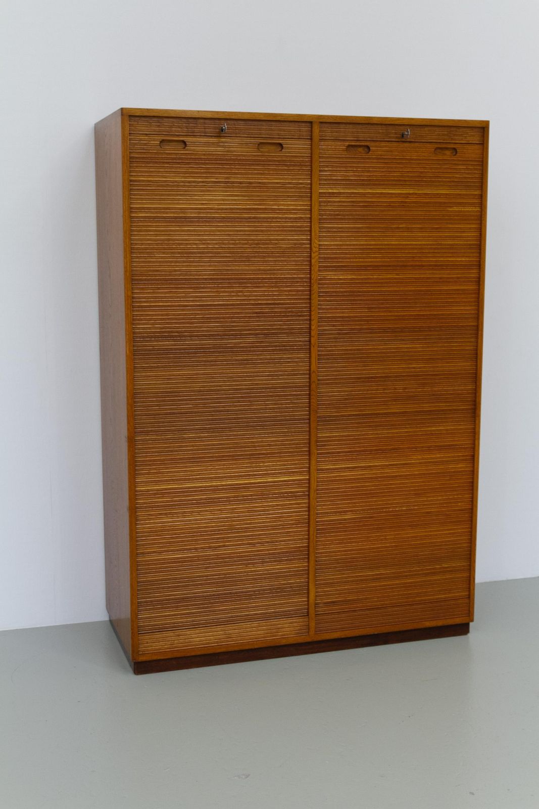 Danish Art Deco Oak Double Tambour Archive Cabinet, 1930s. photo furniture