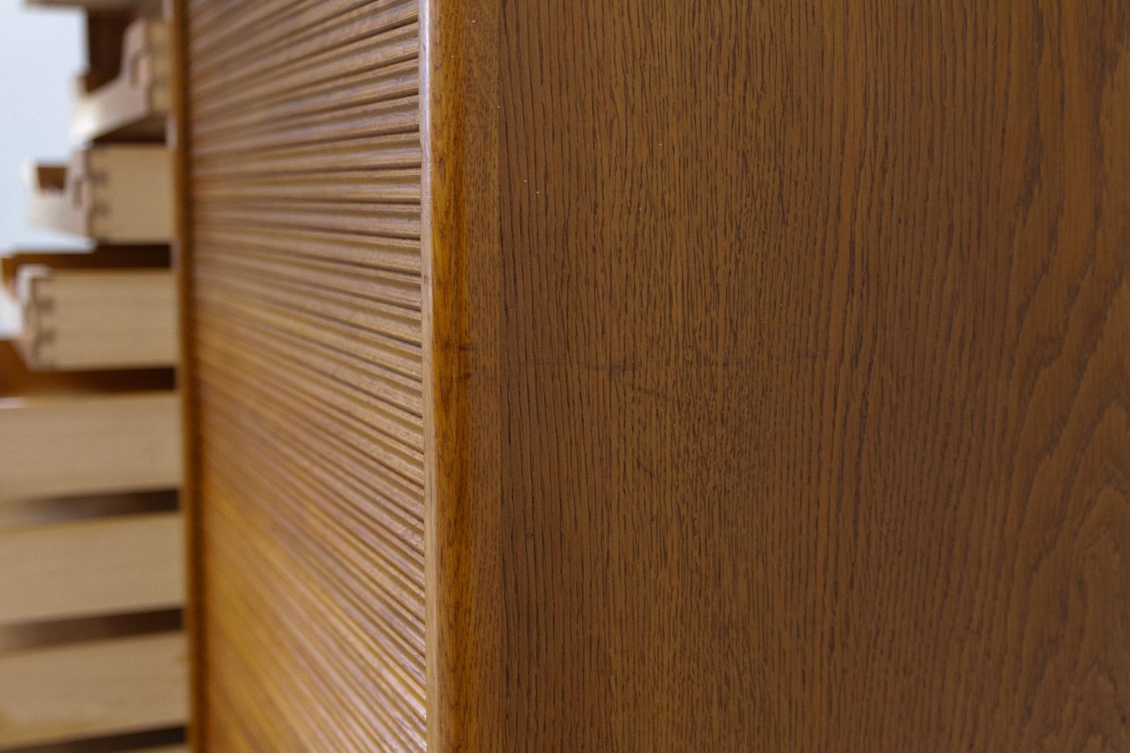 photo vintage Danish Art Deco Oak Double Tambour Archive Cabinet, 1930s.