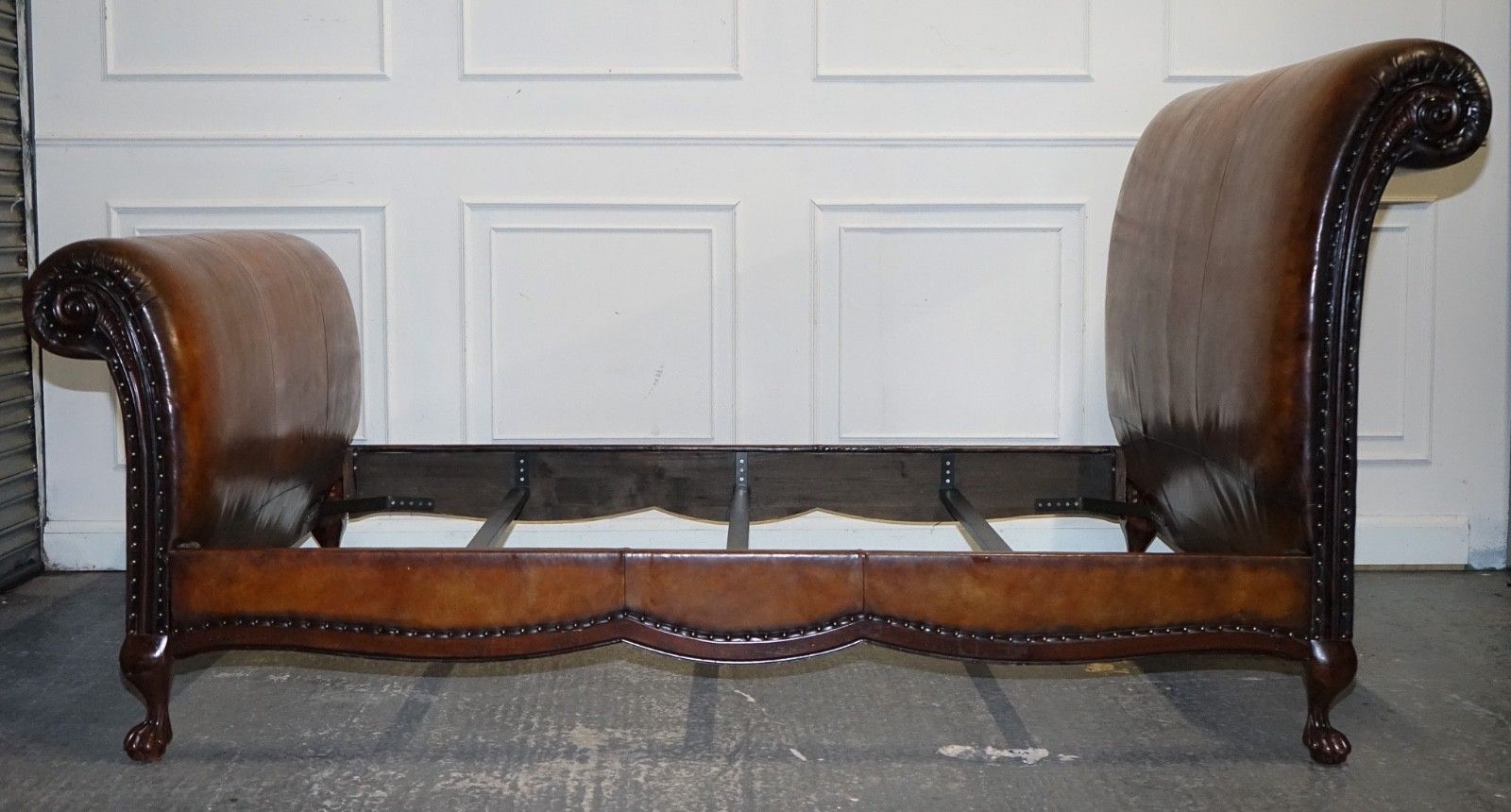 Furniture Kingsize Hand Dyed Leather Bonaparte Carved Bed And So To Bed Rrp £14,000 photo