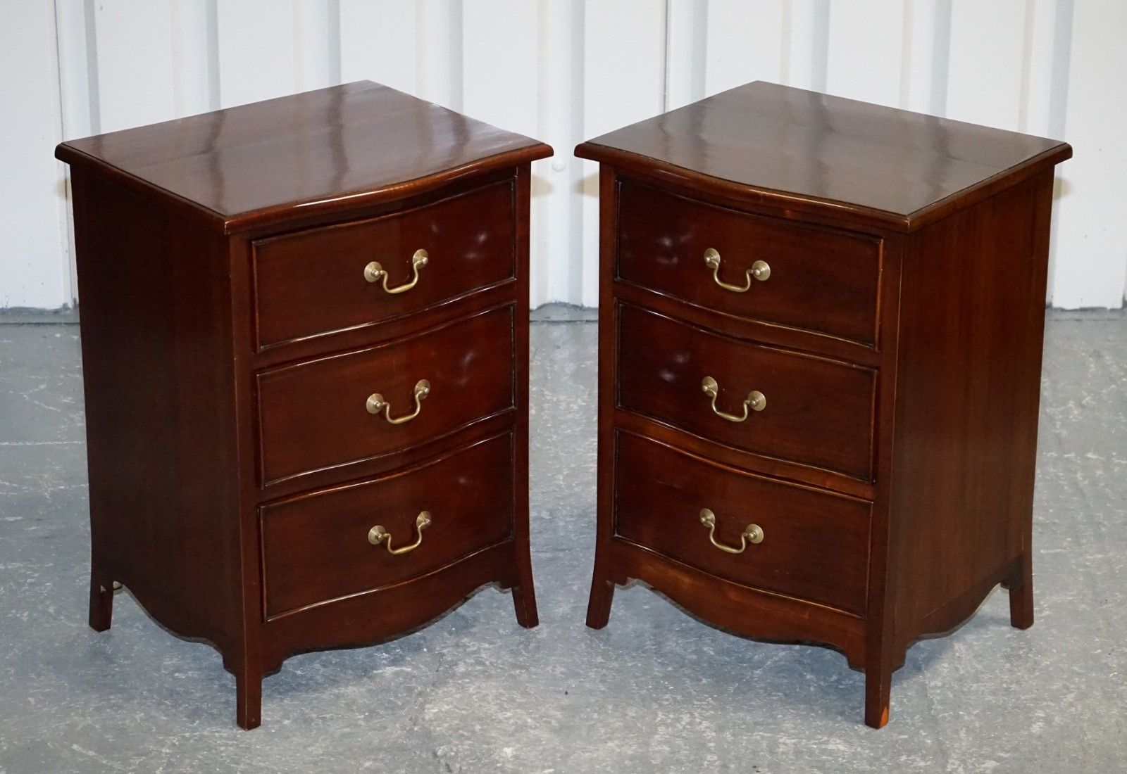 Georgian Revival Style Serpentine Nightstands Bedsides By Brights Of Nettlebed photo furniture