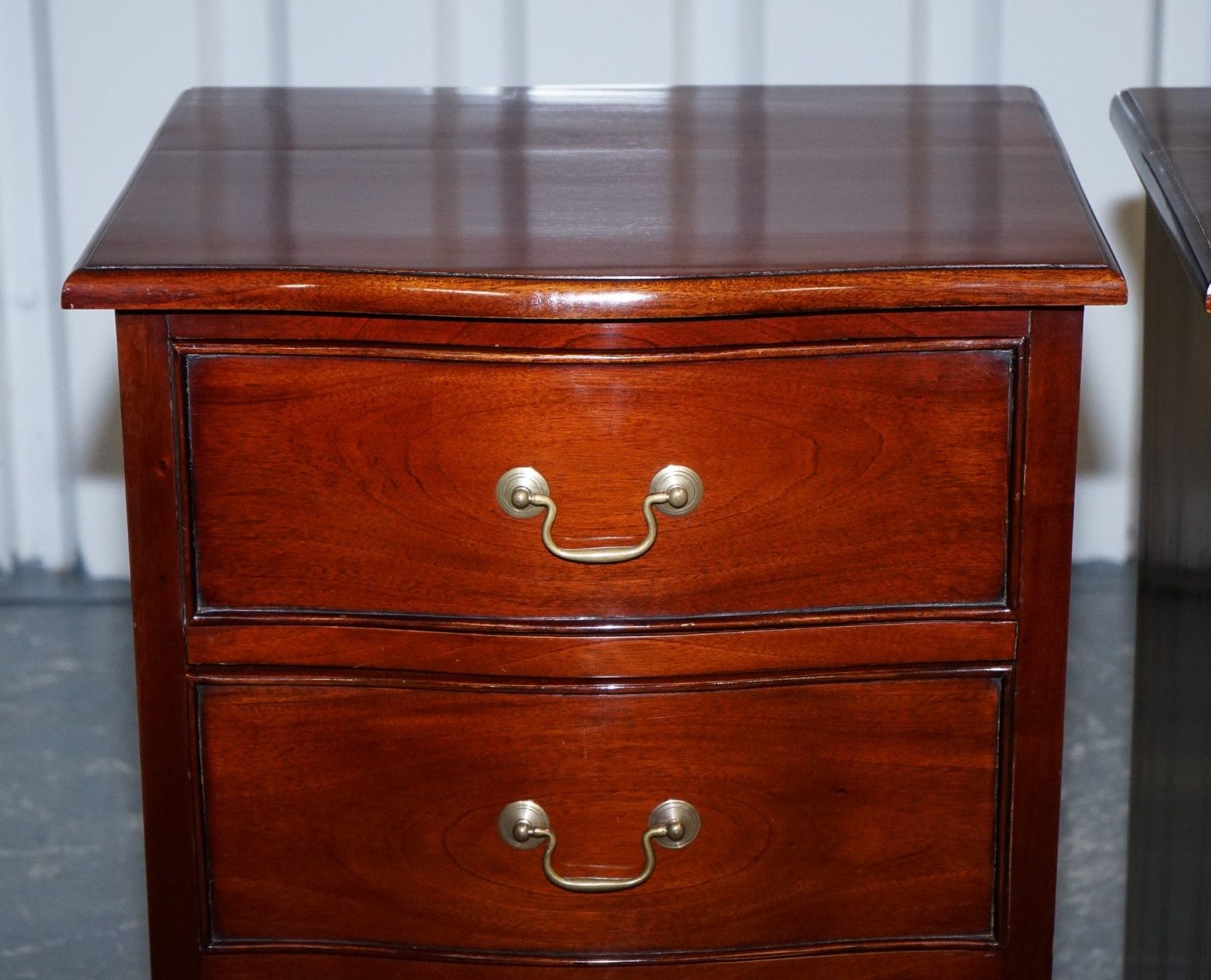 photo furniture Georgian Revival Style Serpentine Nightstands Bedsides By Brights Of Nettlebed