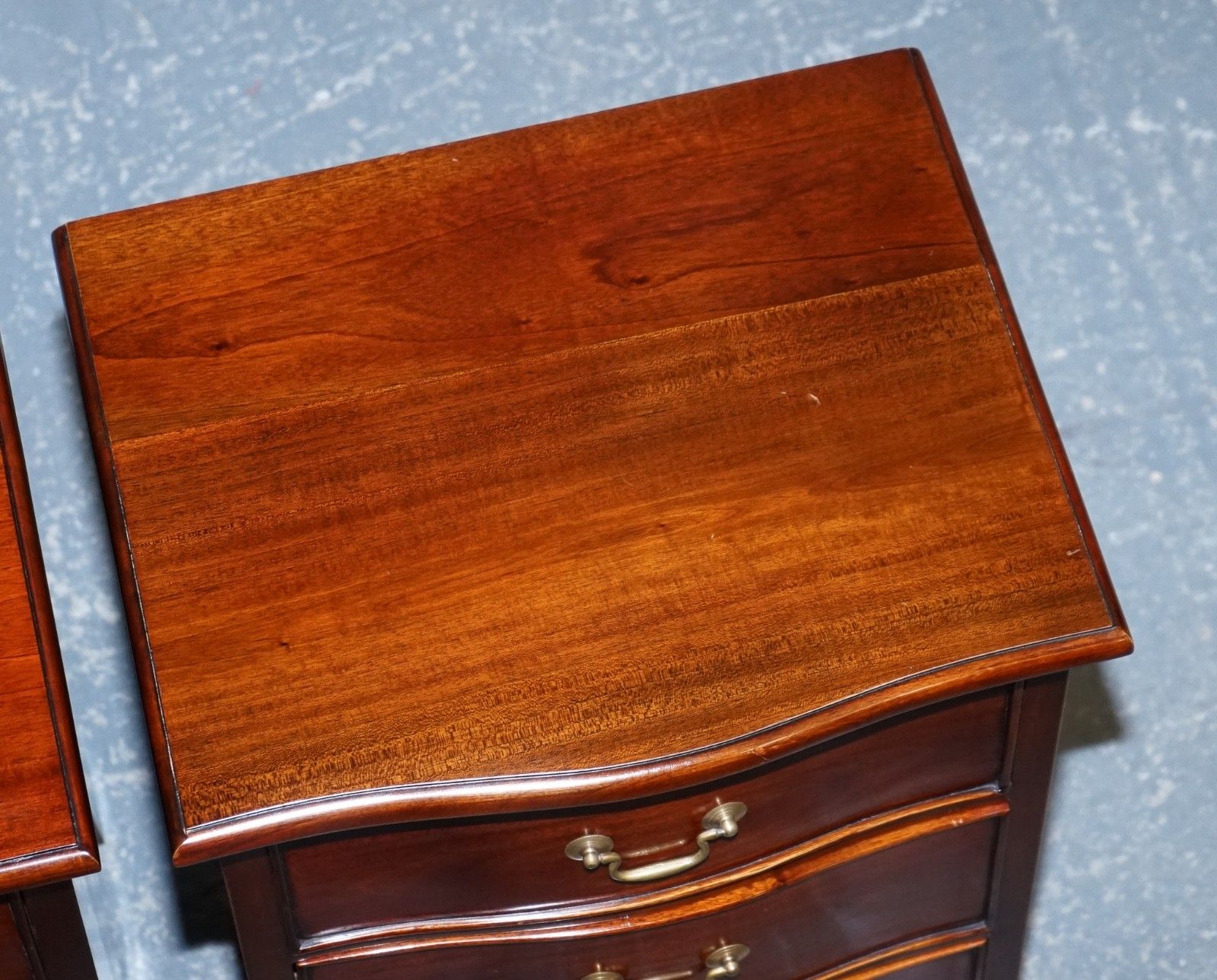 1450.0 Georgian Revival Style Serpentine Nightstands Bedsides By Brights Of Nettlebed photo