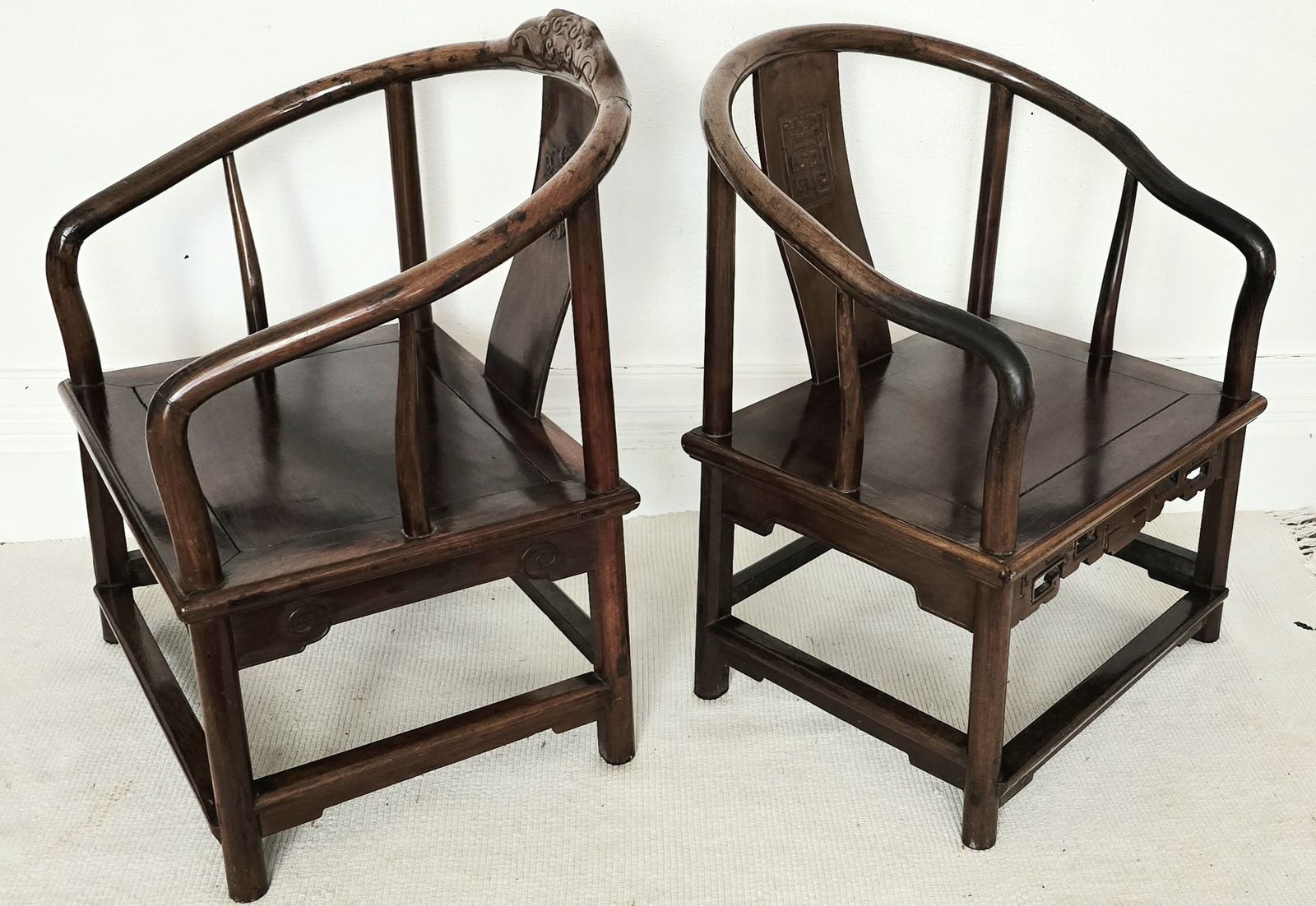 A Pair Of Chinese Qing Dynasty Hardwood Chairs With Original Cushions. photo furniture