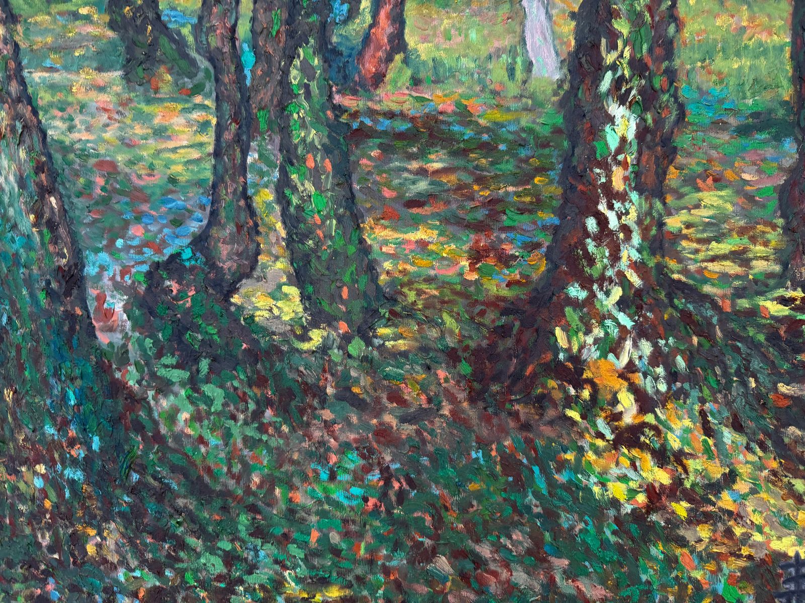 Ramon Perez Barril Mediterranean Forest Landscape Oil Painting Post Impressionist Spanish Woodland 1990
