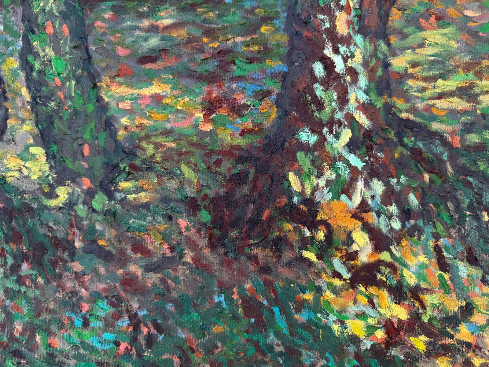 Ramon Perez Barril Mediterranean Forest Landscape Oil Painting Post Impressionist Spanish Woodland 1990 photo vintage