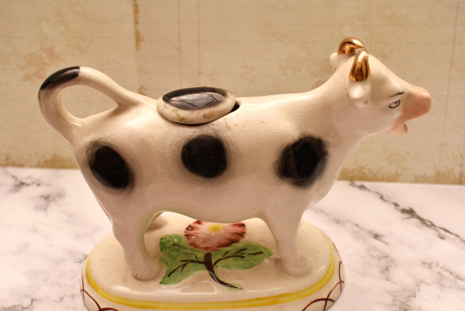 Staffordshire Cow Creamer   Gorgeous Large Porcelain 19th Century Jug With Lid photo buy