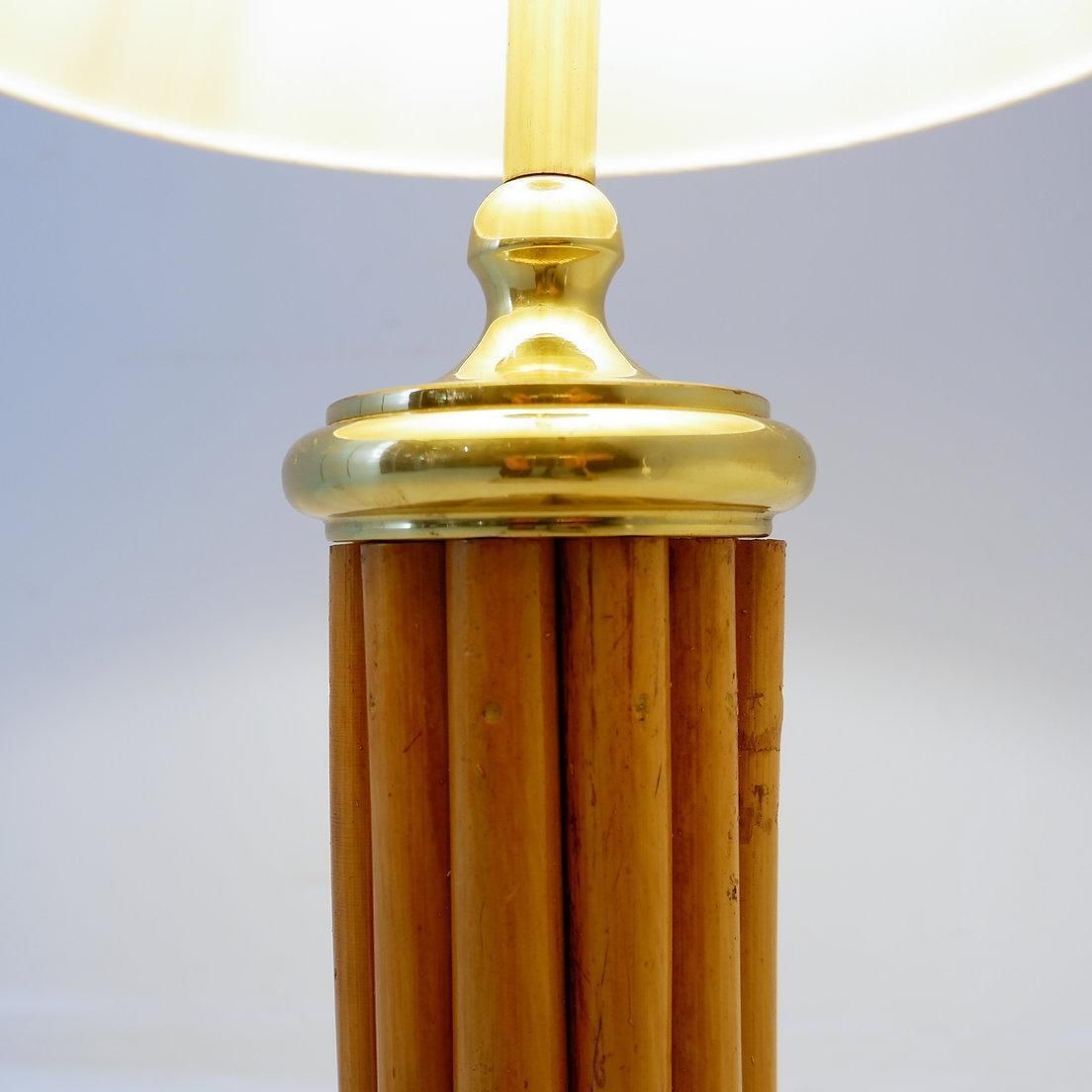 Vintage Bamboo And Brass Table Lamp, 1980s, 35cm Diameter, 66cm Height photo 512.0