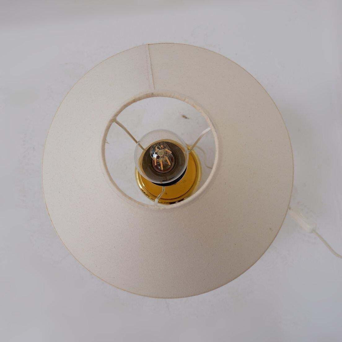 Vintage Bamboo And Brass Table Lamp, 1980s, 35cm Diameter, 66cm Height photo vinterior