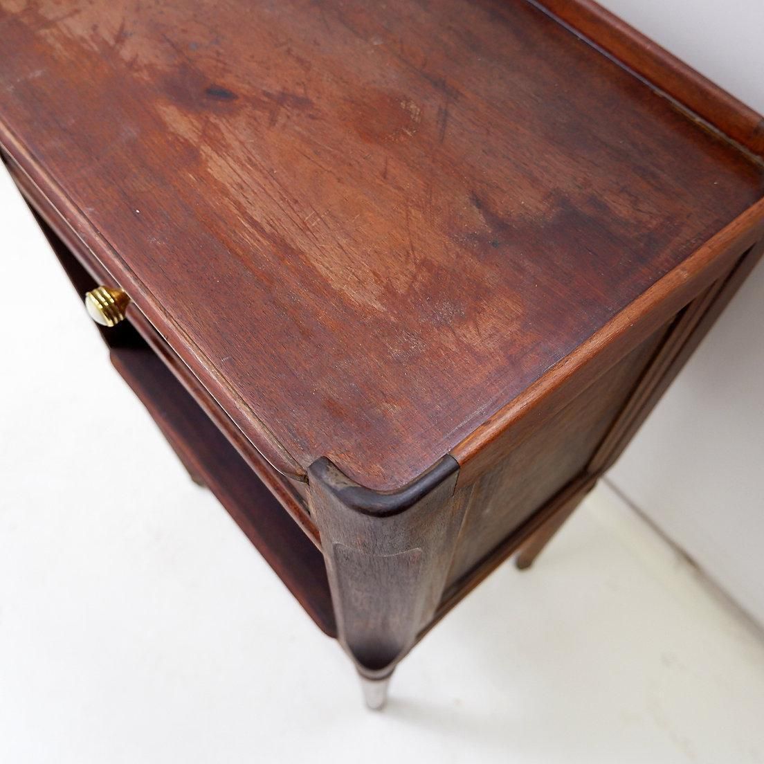 photo vinterior Louis XVI Style Antique Bedside Table With Tapered Legs, 20th Century