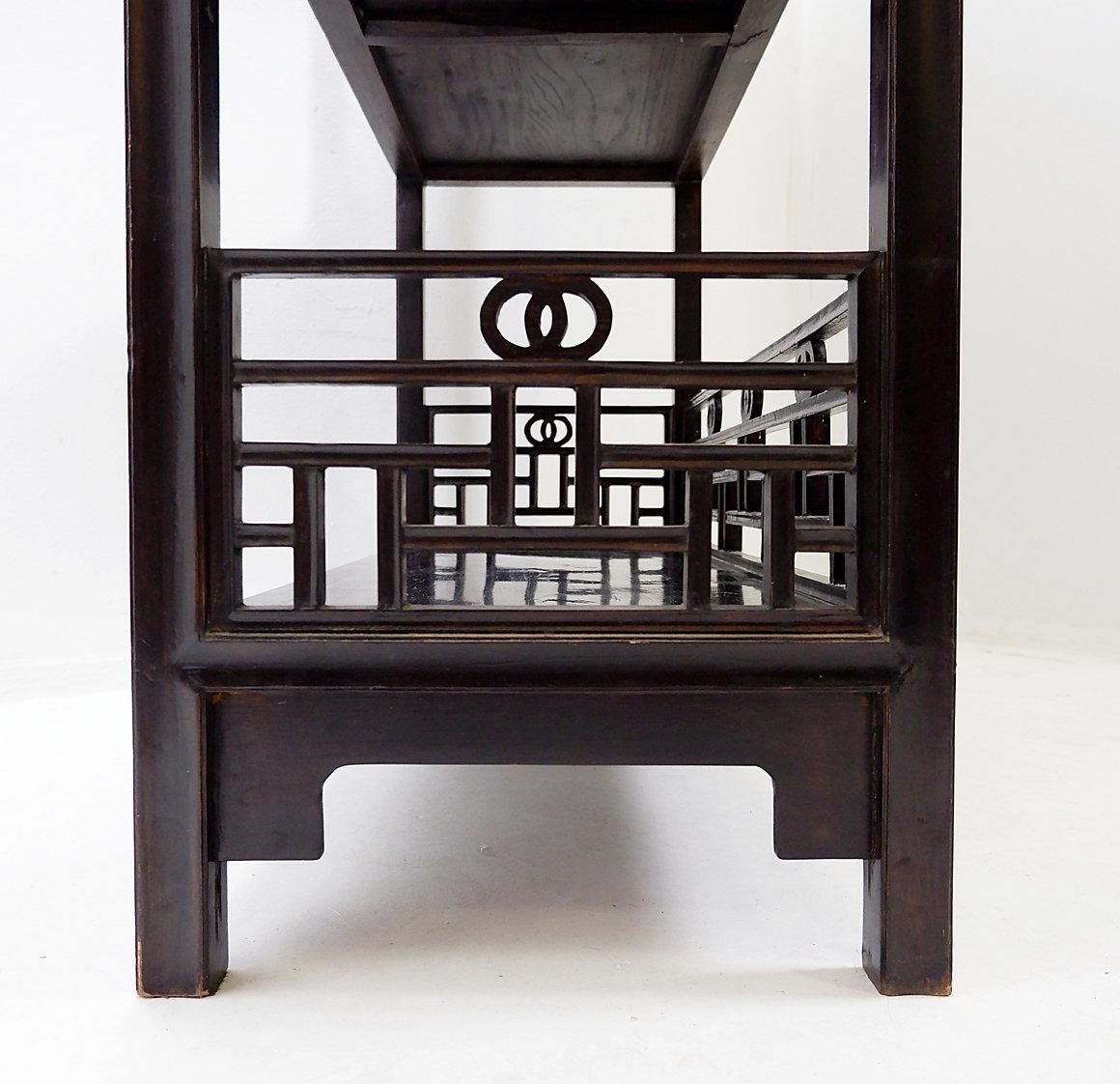Vintage Three Tier Chinese Lacquered Wood Bookcase   20th Century photo for sale