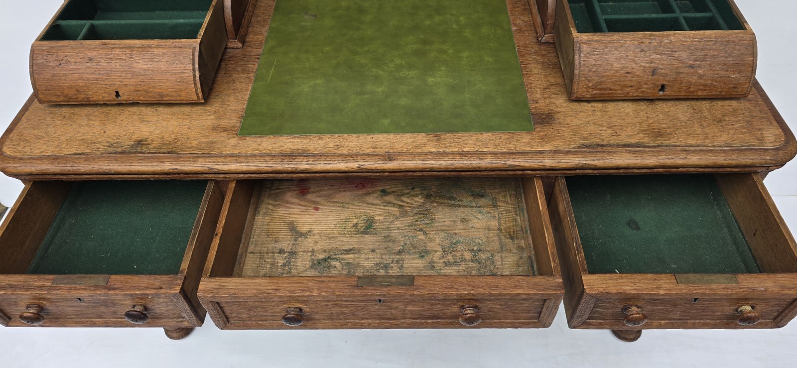 Furniture An Antique Carved Oak Clerk's Desk, Mid 19th Century. photo
