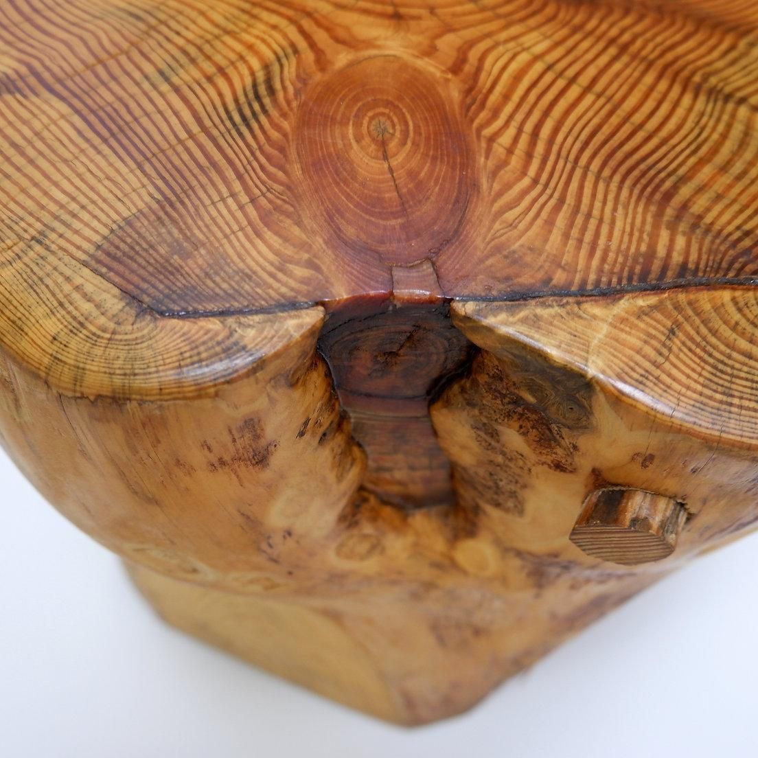 photo vinterior Sculptural Brutalist Chair In Solid Oak In Wabi Sabi Style