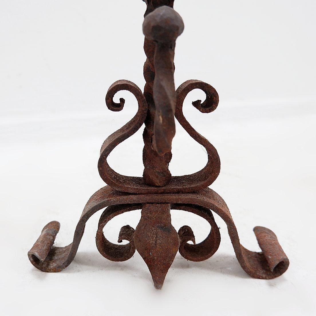 Italian Wrought Iron Dragon Andirons, Antique Fireplace Set, 1920s photo vinterior