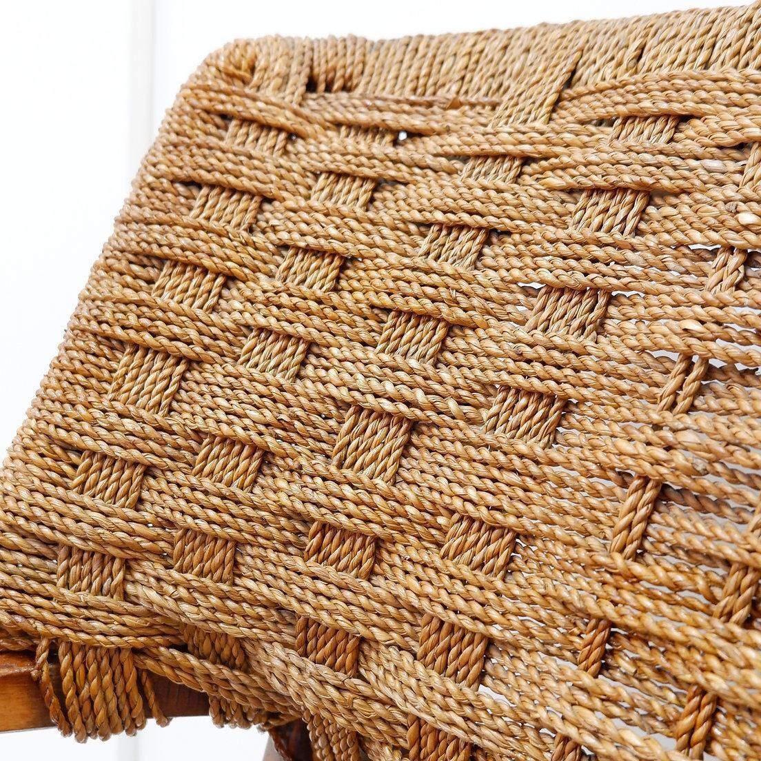photo buy Mid Century Pair Rope And Wood Armchairs   Vintage Style