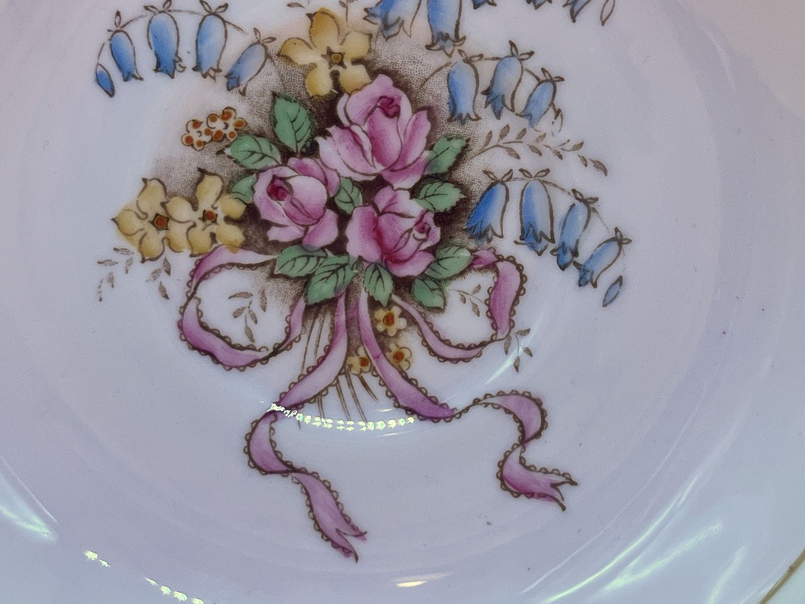 Art Deco Paragon China Double Warrant Queen Mary Mother On Pink Chintz Tea Cup And Saucer Duo. No. A1296. photo Home Decor