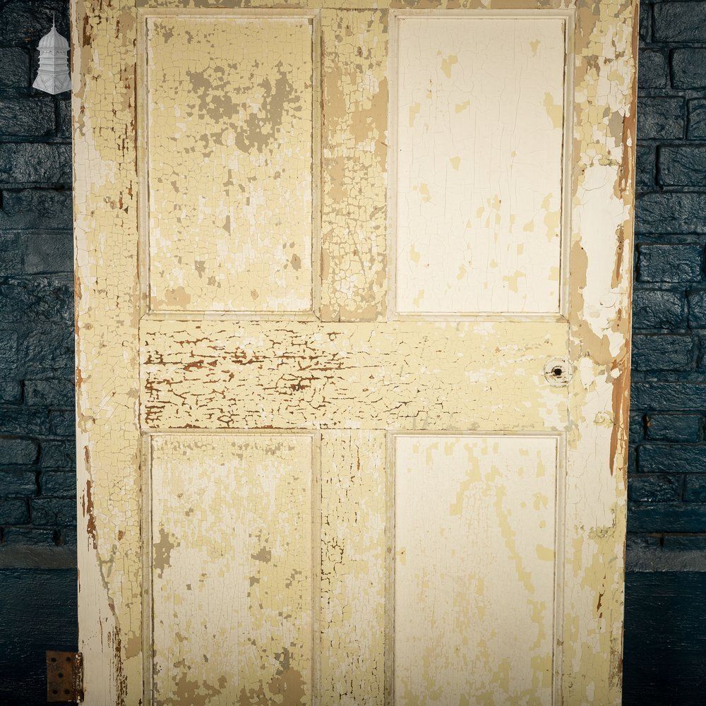 6 Panel Door, Six Moulded Panels, Distressed Paint photo for sale